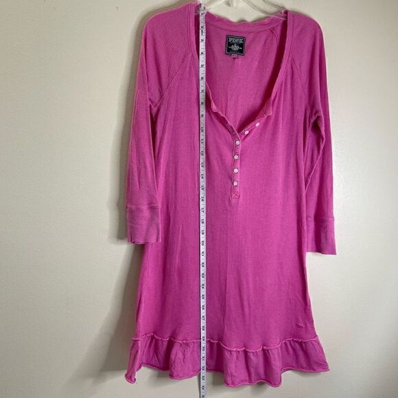 PINK| Thermal| Button up| with Ruffle| Lounge Top - Picture 3 of 12